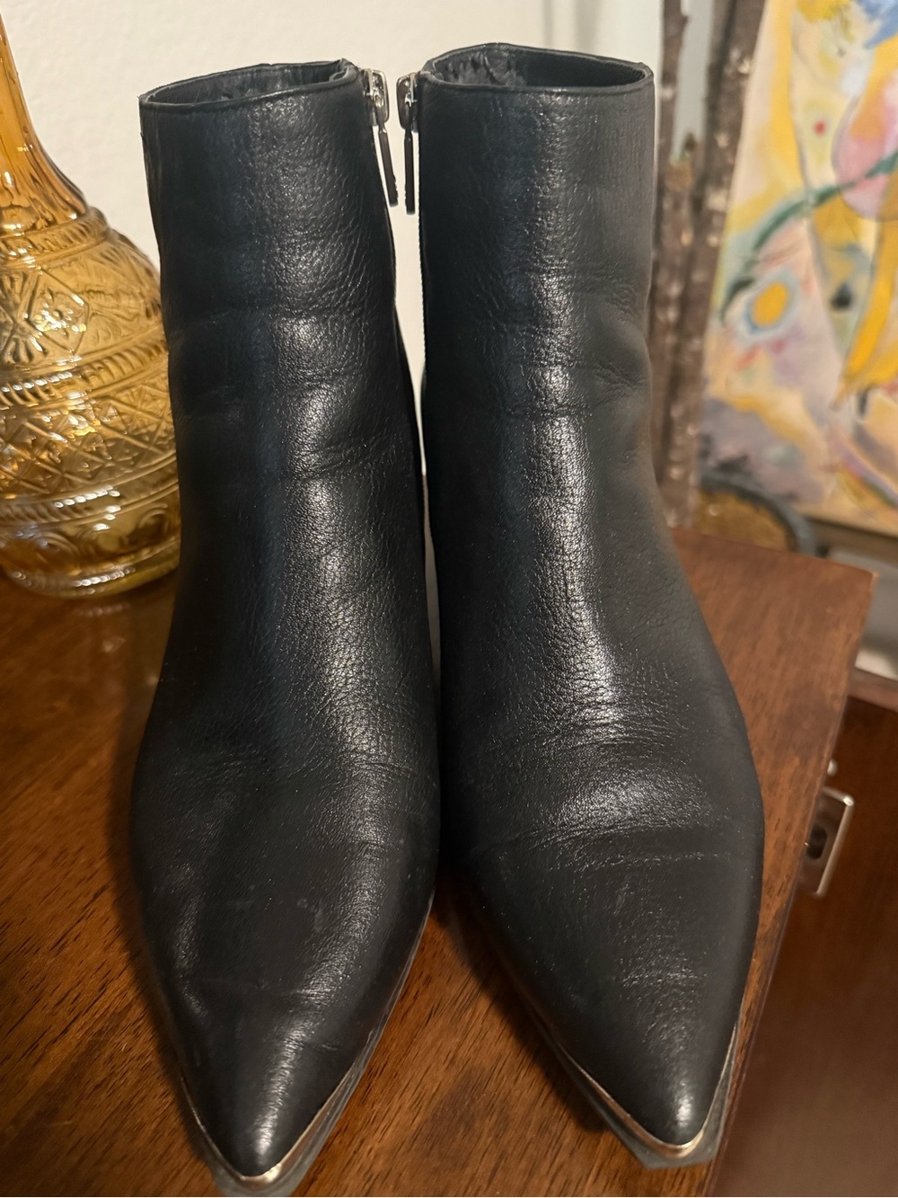 Women's Black Pointed Toe Ankle Boots - Classic Leather Style